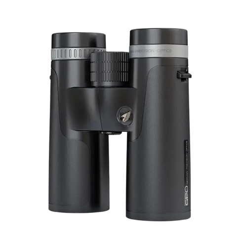 "GPO Passion SD Binoculars Front View — Magnesium Frame Budget Hunting Binoculars 8x42 10x42"
